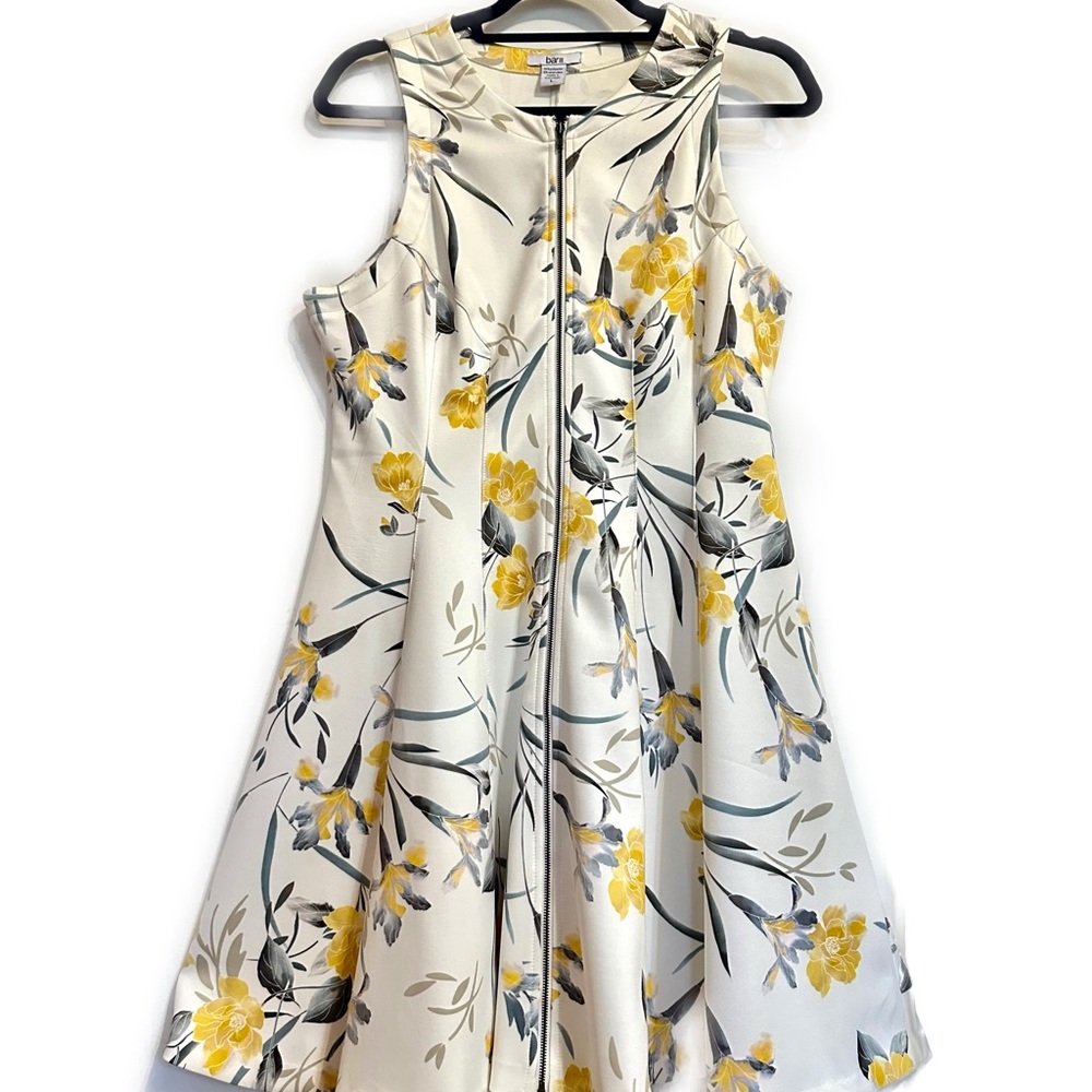 Bar III White and Cream Sleeveless A-Line Sundress